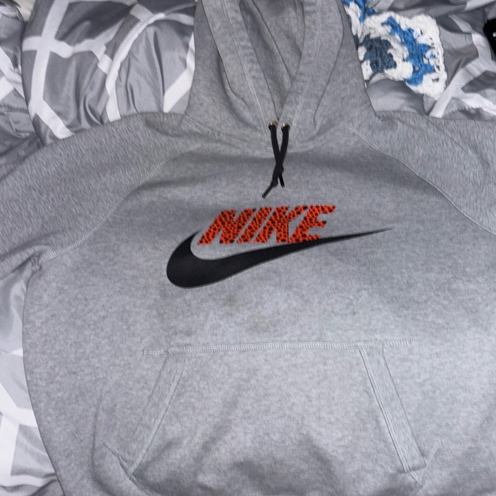 Nike Gray and Red Hoodie